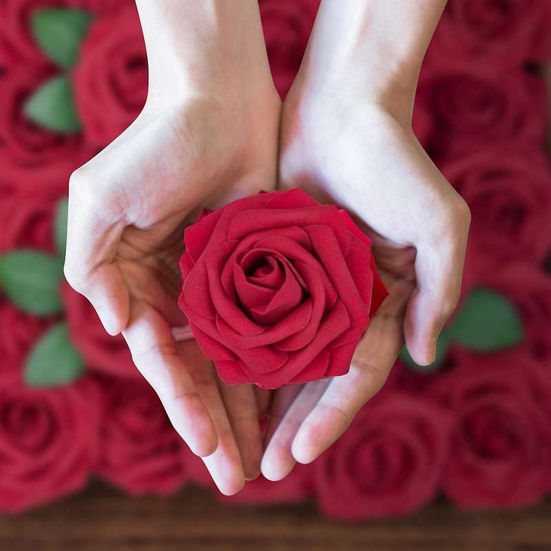 Red Roses Artificial Flowers for Wedding Valentine's Day Gift