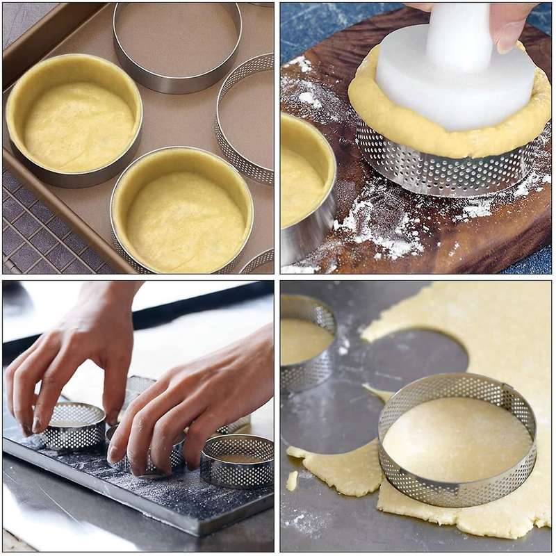 10pcs 4.5cm Round Stainless Perforated Seamless Tart Ring with Hole
