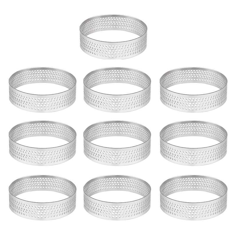 10pcs 4.5cm Round Stainless Perforated Seamless Tart Ring with Hole
