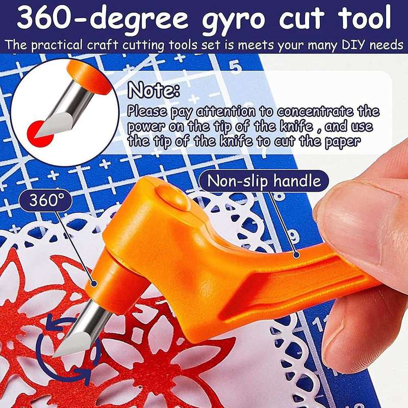 3 Pieces 360 Rotating Craft Cutting Tools Set with 9 Pcs Rotating