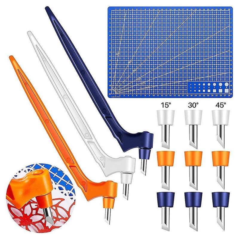 3 Pieces 360 Rotating Craft Cutting Tools Set with 9 Pcs Rotating