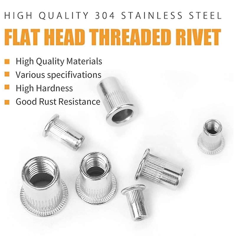 Rivet Nuts Assortment M5, 80pcs Rivet Nut Tool Set Threaded Rivets