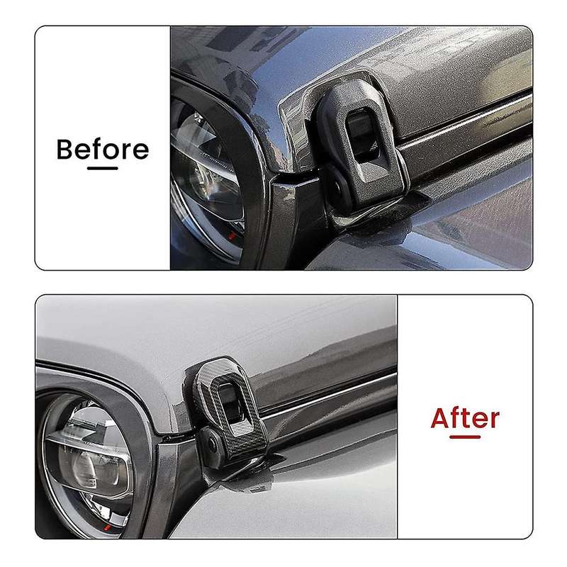 Hood Latch Lock Catch Brackets Cover for 2018-2022 Jeep Carbon Fiber