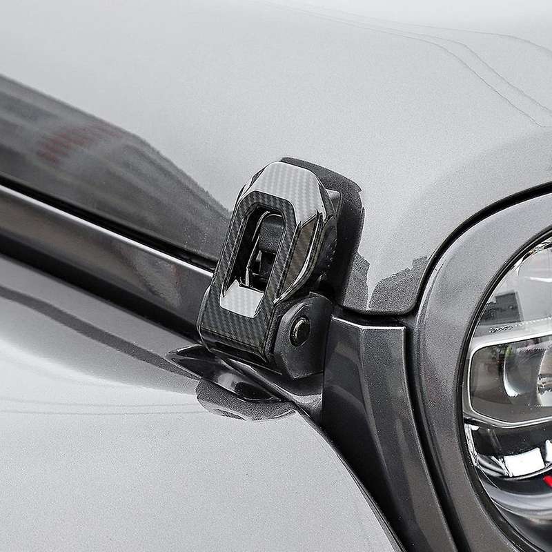 Hood Latch Lock Catch Brackets Cover for 2018-2022 Jeep Carbon Fiber