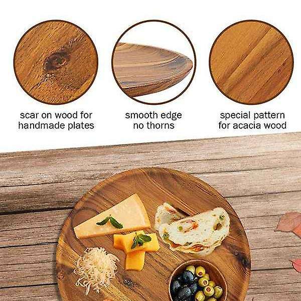 Round Solid Wood Board Whole Acacia Wood Wooden Saucer Tea Plate