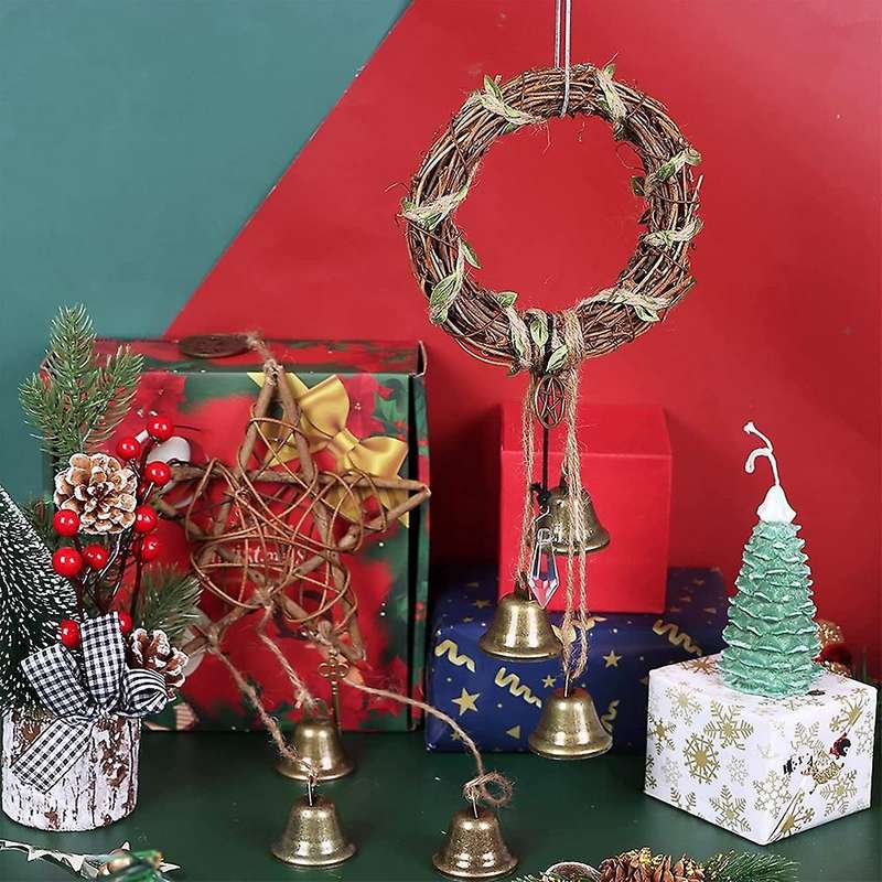 Protection Door Hangers Round Pentagram Witch Rattan Wreath Bells