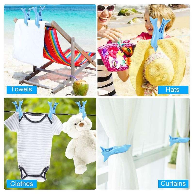 Beach Towel Clips Plastic Sunbed Pegs Clothes Clips, Dolphin 4pcs