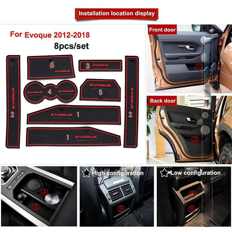 8pcs Car Door Mat Rubber Mat for Range Rover Evoque 2012-2018