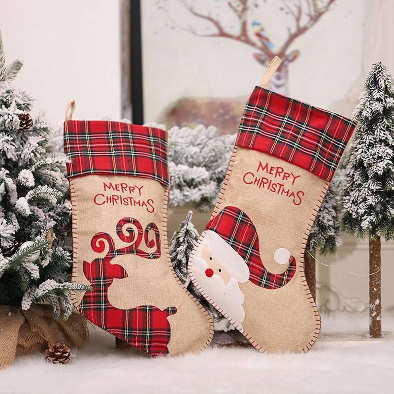 Christmas Stockings for Home Candy Bag Hanging Xmas Tree Ornament