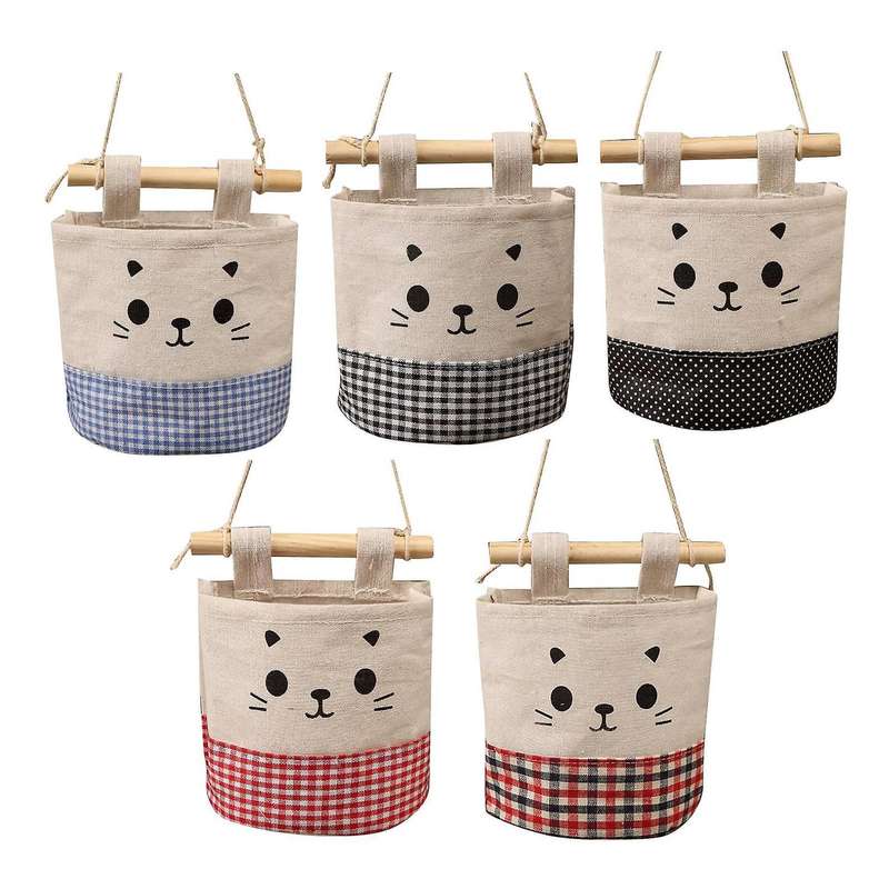 Cotton Linen Organizers Wall Mounted Wardrobe Hanging Bag Sundries