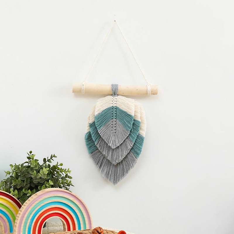 Woven Chic Bohemian Woven Leaf Tapestry with Cotton Tassel A