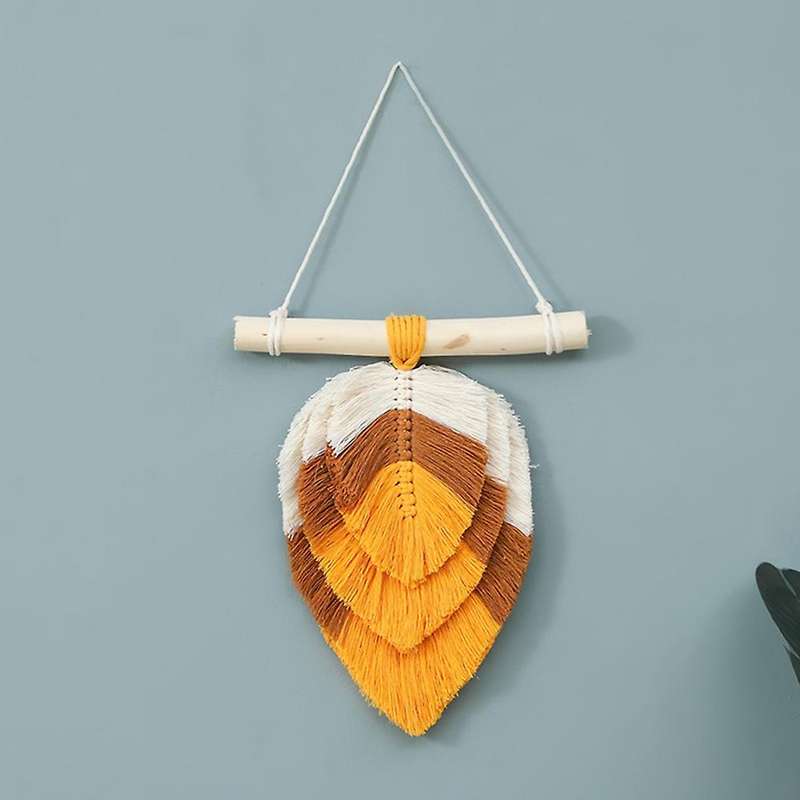Woven Chic Bohemian Woven Leaf Tapestry with Cotton Tassel A