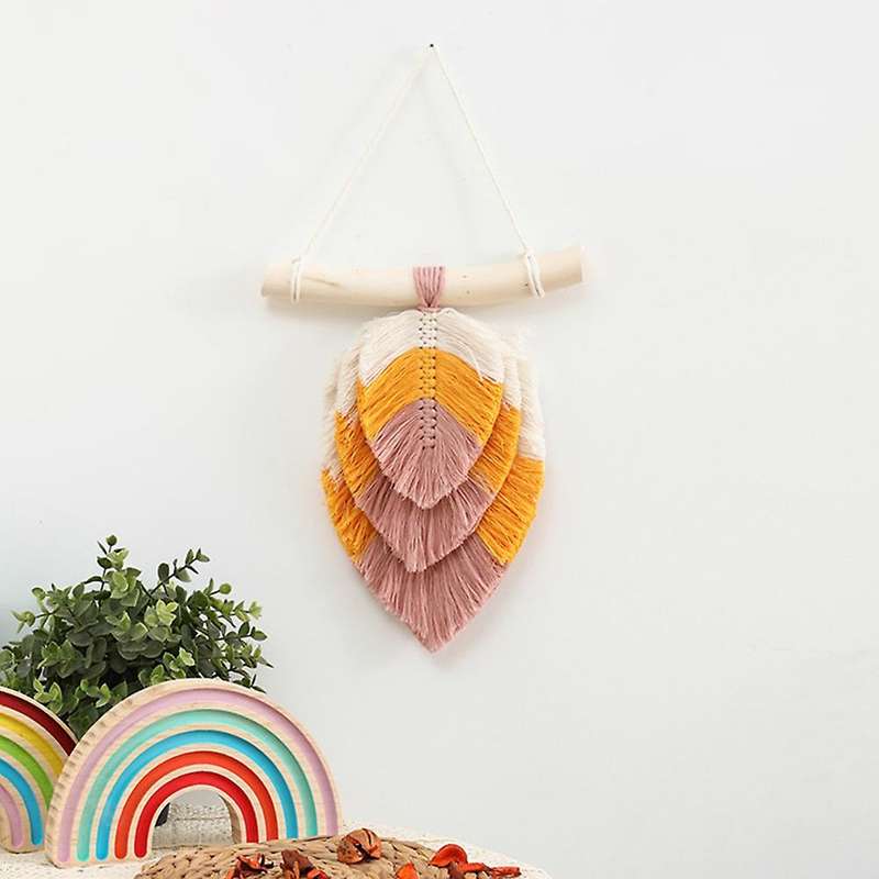 Woven Chic Bohemian Woven Leaf Tapestry with Cotton Tassel A