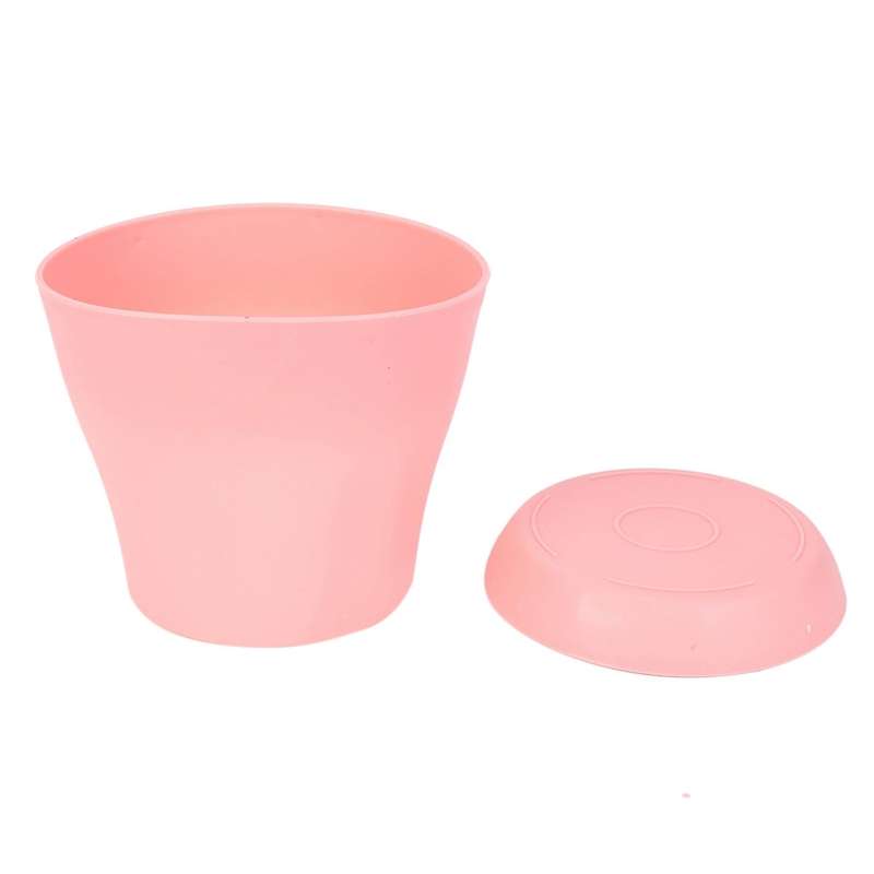 4x Plastic Plant Flower Pot with Tray Round Pink Upper Caliber 14cm