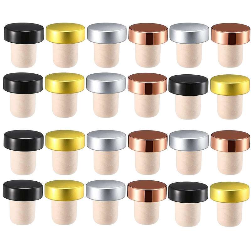 24pcs T-shaped Stopper Reusable Wine Cork Bottle Stopper Sealing Plug
