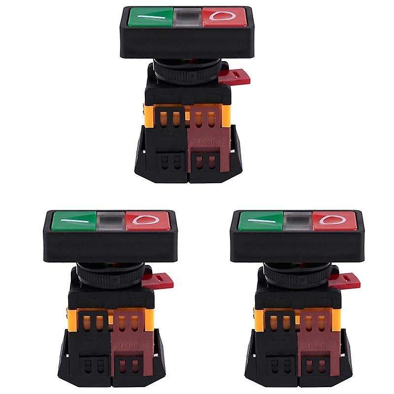 3x Ac 220v Yellow Light Momentary Push Button Switch 1 No 1 Nc