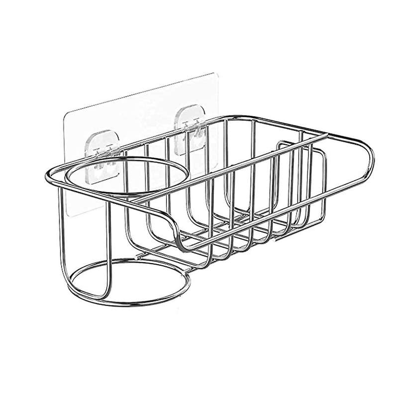 4 In 1 Sink Caddy Sponge Holder, Stainless Steel Sink Basket Brush