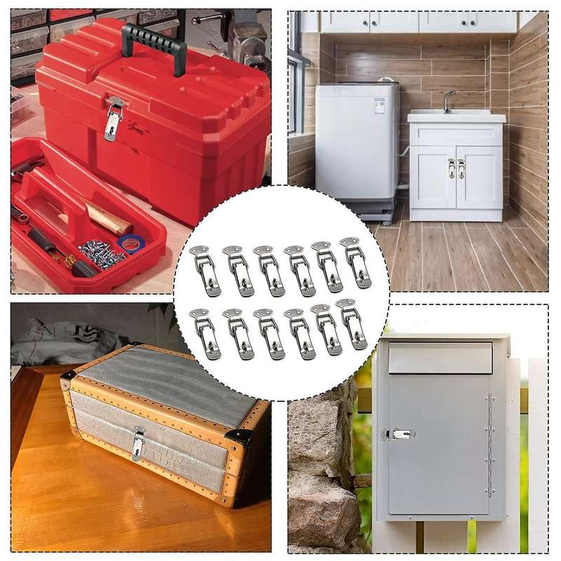 12pcs Stainless Steel Catch Clamp Clips for Case Toolbox Box Trunk