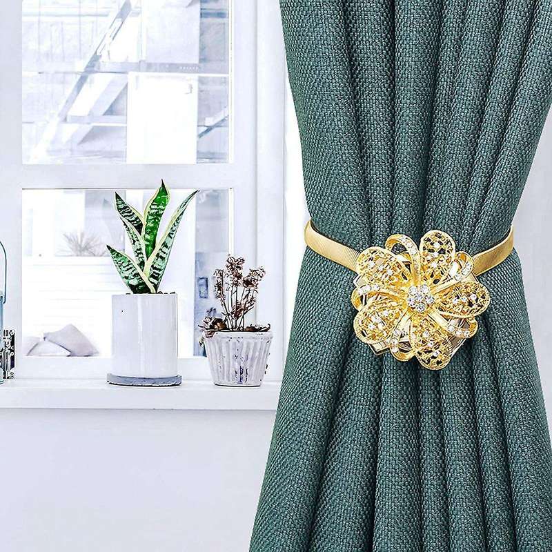 2 Pieces Of Magnetic Curtain Fasteners for Window Decoration(gold)