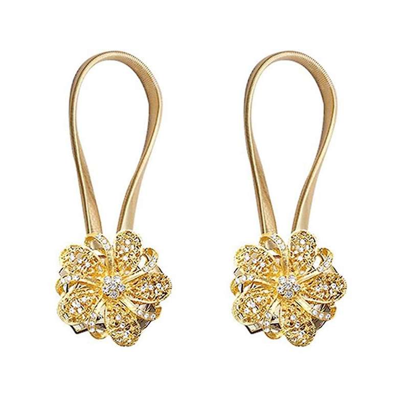 2 Pieces Of Magnetic Curtain Fasteners for Window Decoration(gold)