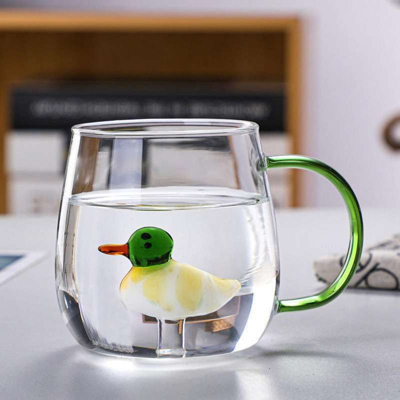 3d Glass Cup Home Juice Cold Drink Water Cup Transparent Glass Mug C