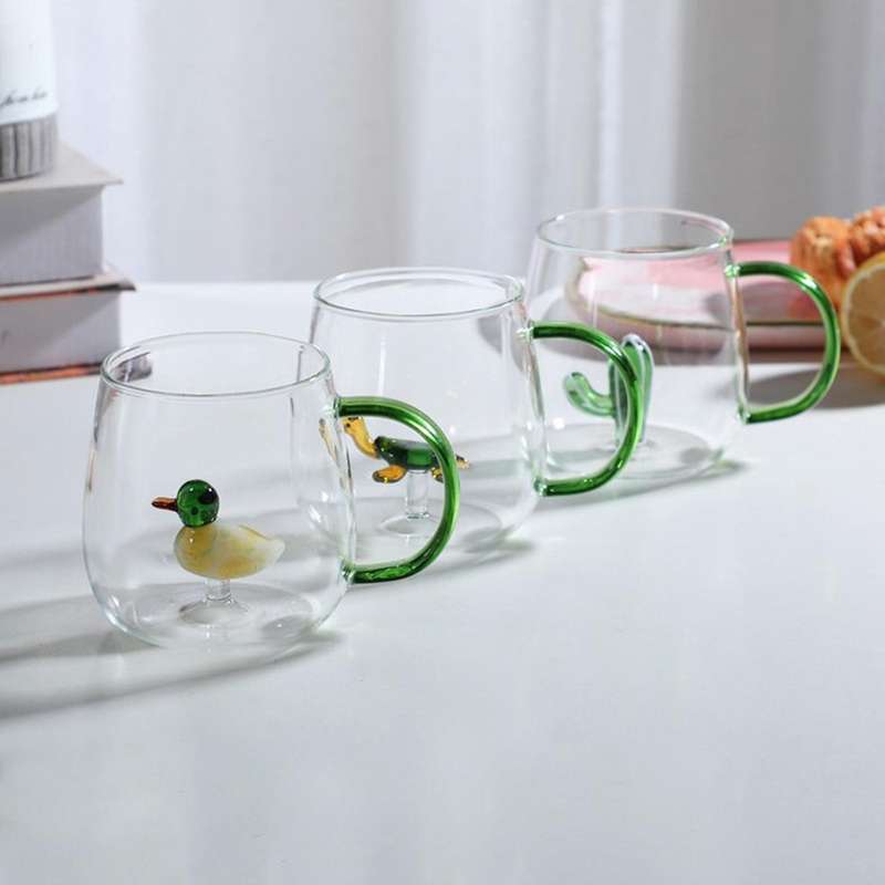 3d Glass Cup Home Juice Cold Drink Water Cup Transparent Glass Mug C