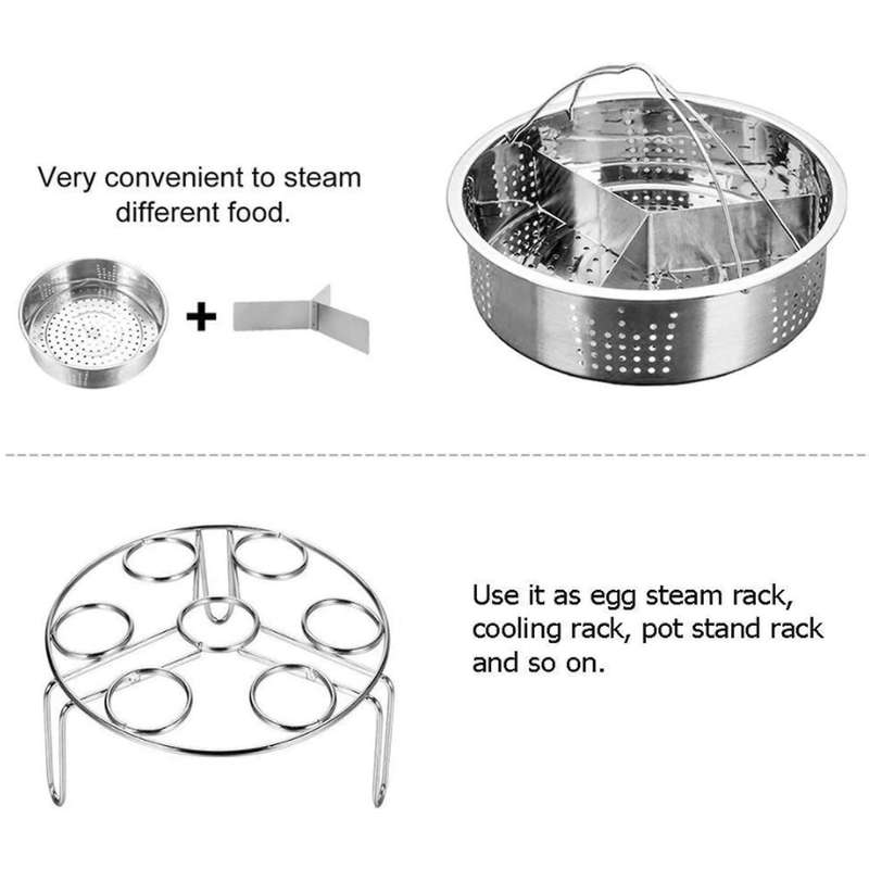 3pcs Steam Basket with Egg Steamer Rack, Divider for Kitchen Cooking