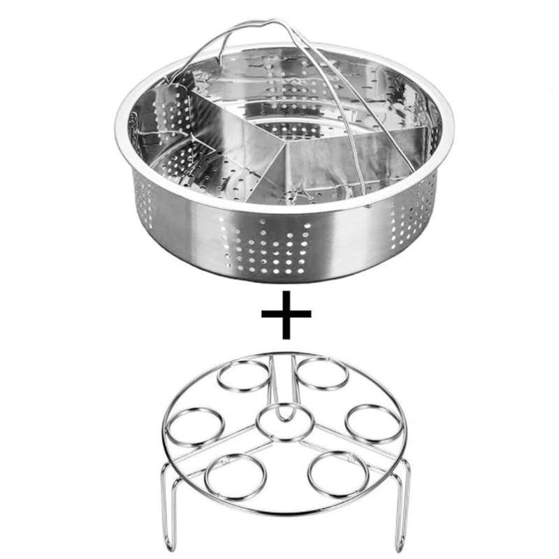 3pcs Steam Basket with Egg Steamer Rack, Divider for Kitchen Cooking