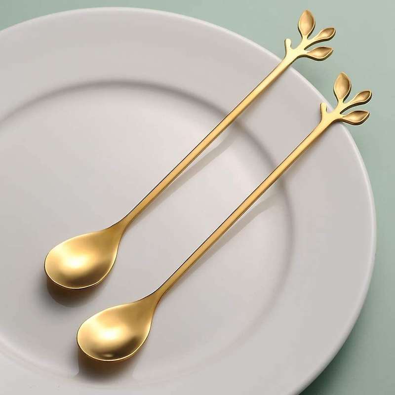 Coffee Spoon Set, Teaspoons, Creative Coffee Ice Cream Spoons, Gold