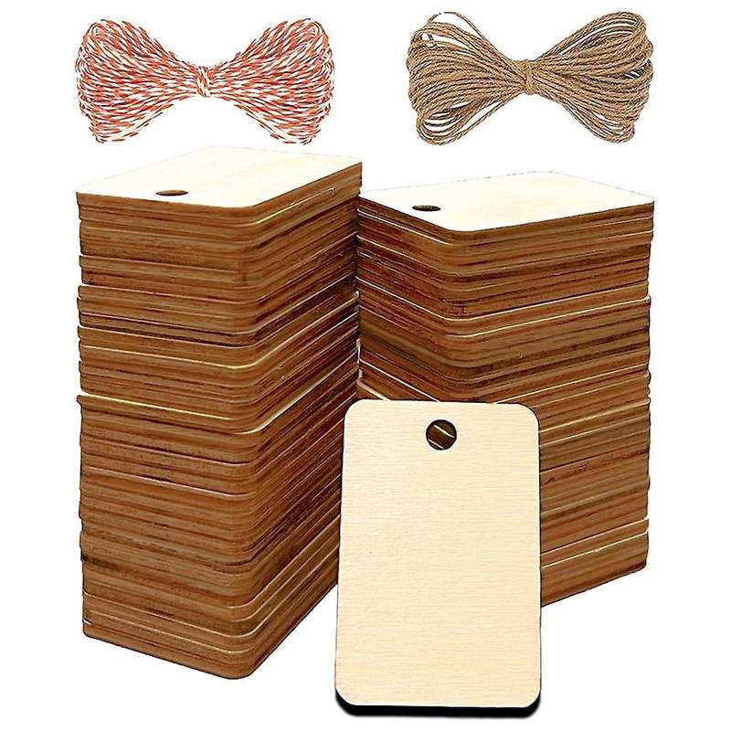 Unfinished Wood Pieces Rectangle-shaped 120pcs (2 Inch X 1.3 Inch)