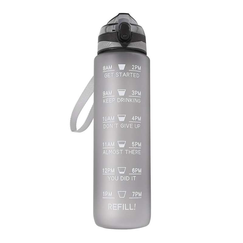 1000ml Water Bottle with Time &straw Large Wide Mouth Leakproof D