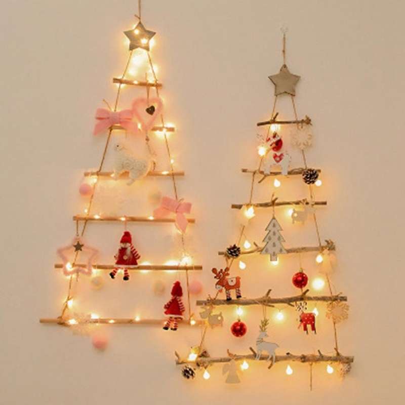 Diy Christmas Tree Wooden Wall Hanging New Year Decoration,white
