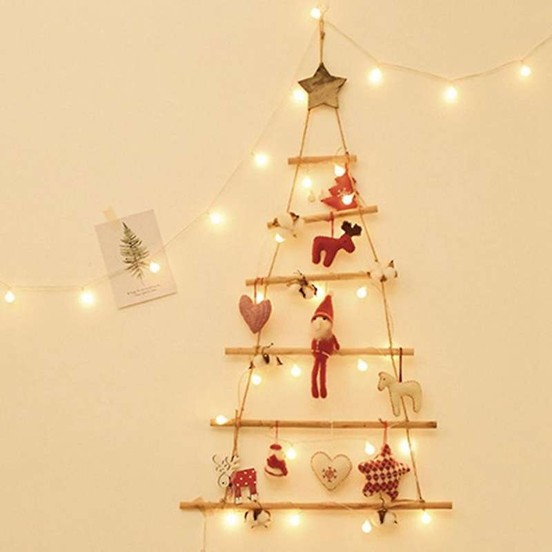 Diy Christmas Tree Wooden Wall Hanging New Year Decoration,white