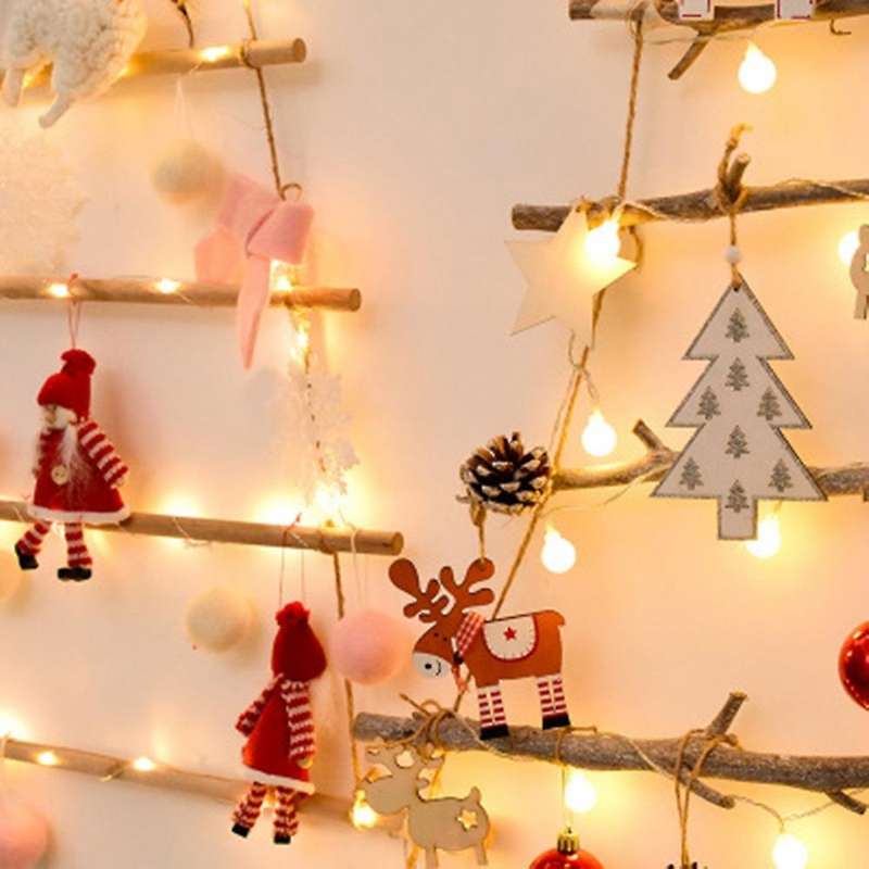 Diy Christmas Tree Wooden Wall Hanging New Year Decoration,white