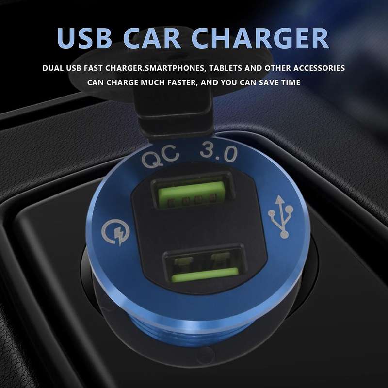Qc 3.0 Car Charger,aluminum Alloy Socket, with Led Digital Voltmeter