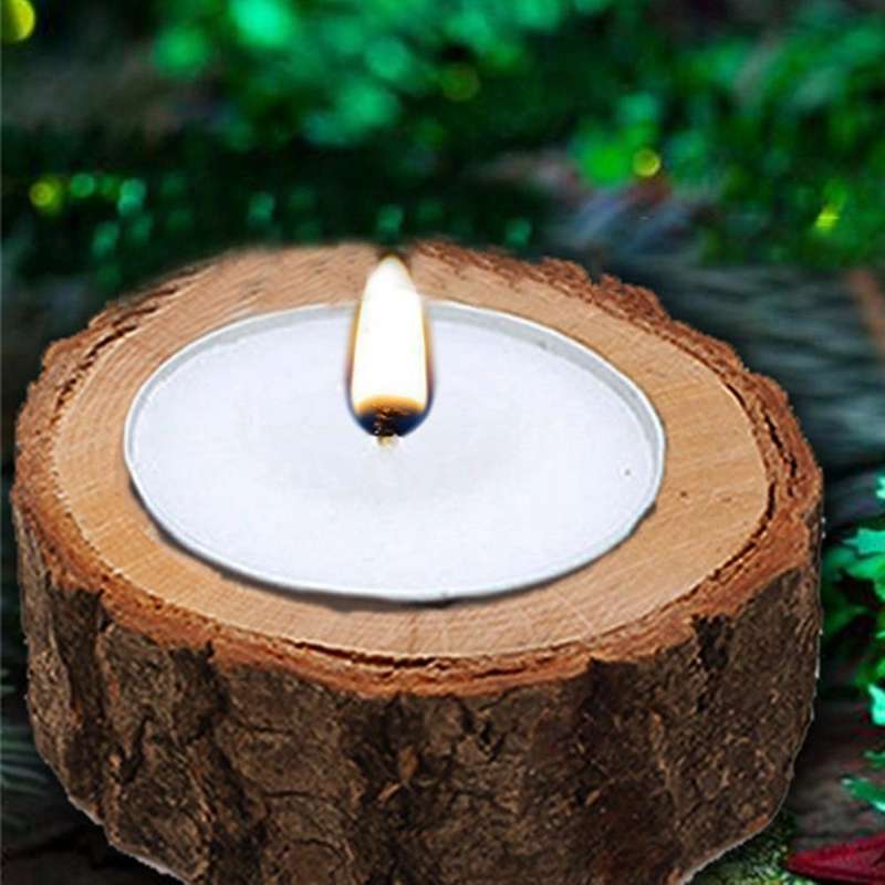 3pcs Wooden Candlestick Succulent Plant Pot Tray Desktop Decor