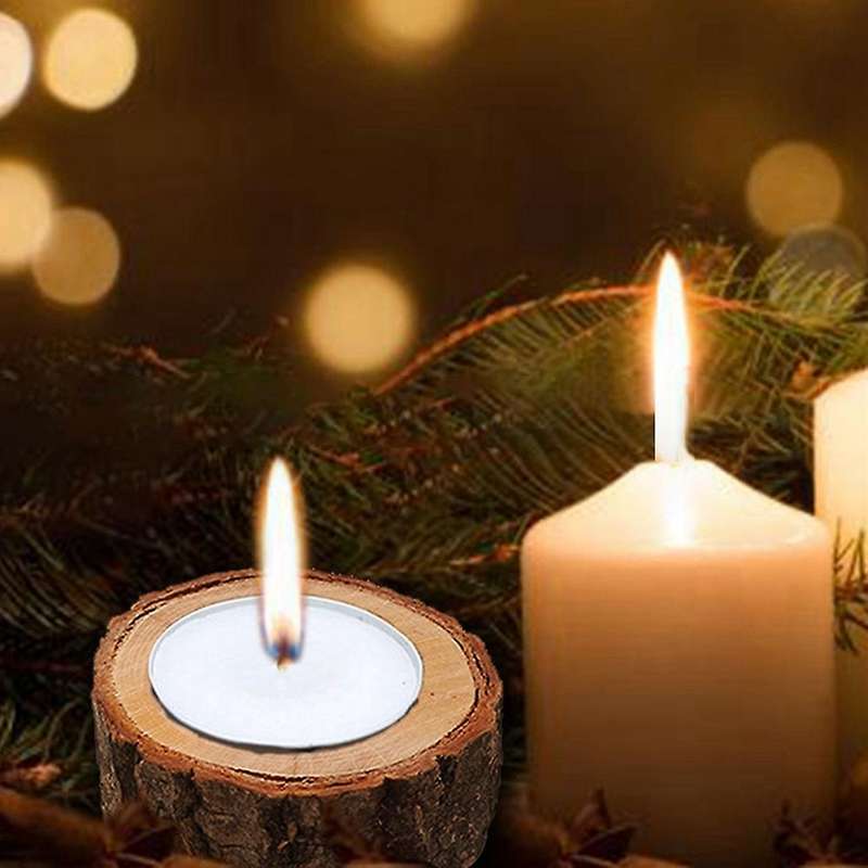 3pcs Wooden Candlestick Succulent Plant Pot Tray Desktop Decor