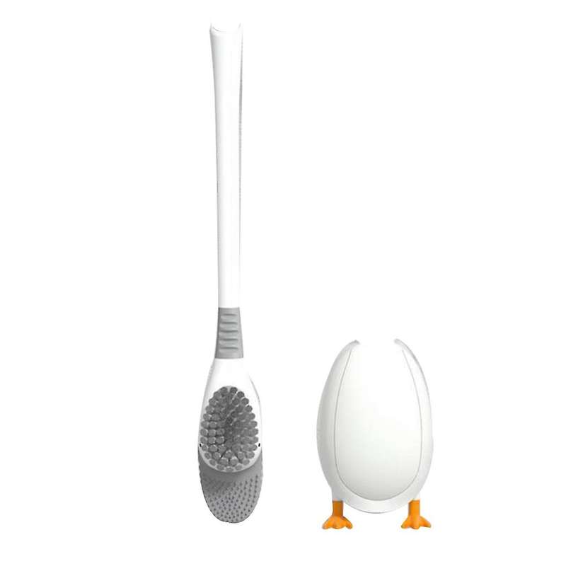 Silicone Toilet Brush Set Cute White