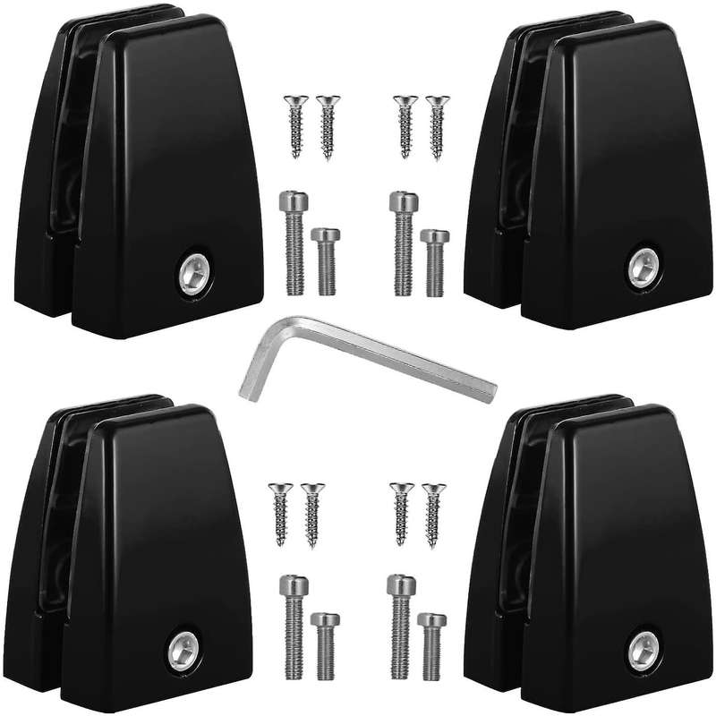 4 Pieces Sneeze Guard Bracket Support Aluminum Alloy Bracket (black)