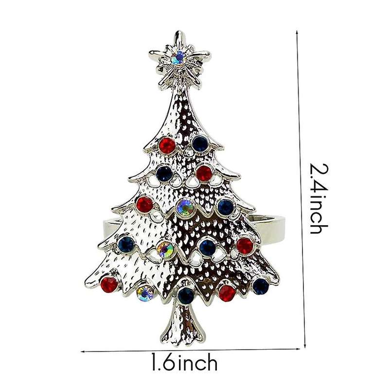 Christmas Tree Napkin Rings Set Of 8,for Wedding, Party (silver)