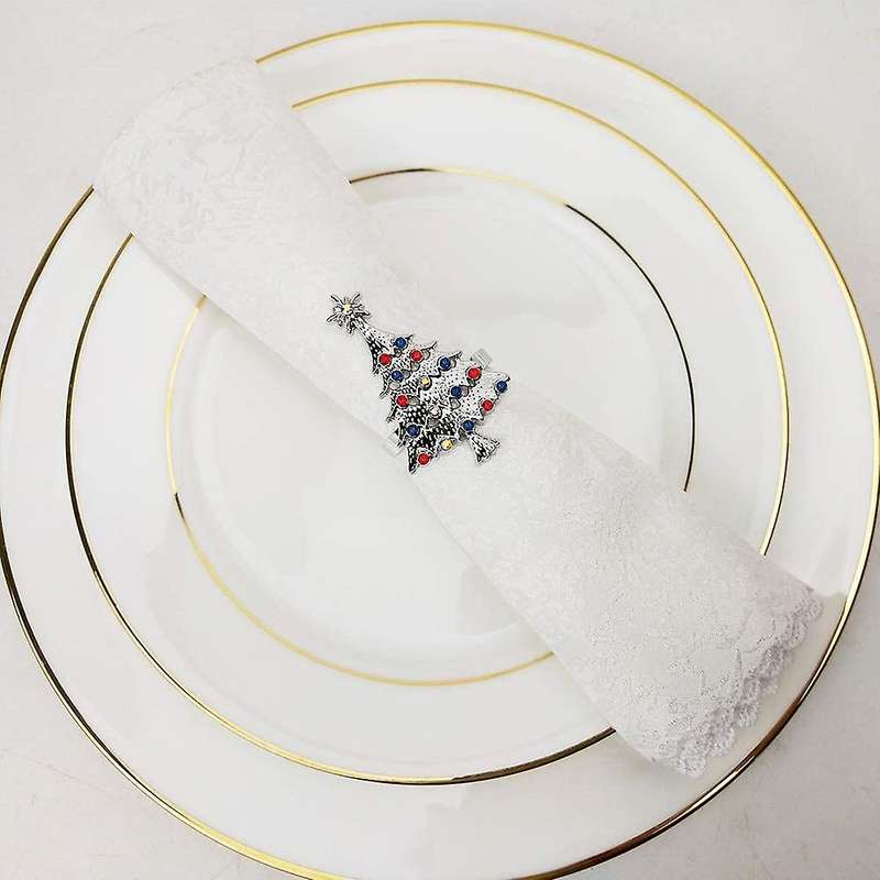 Christmas Tree Napkin Rings Set Of 8,for Wedding, Party (silver)