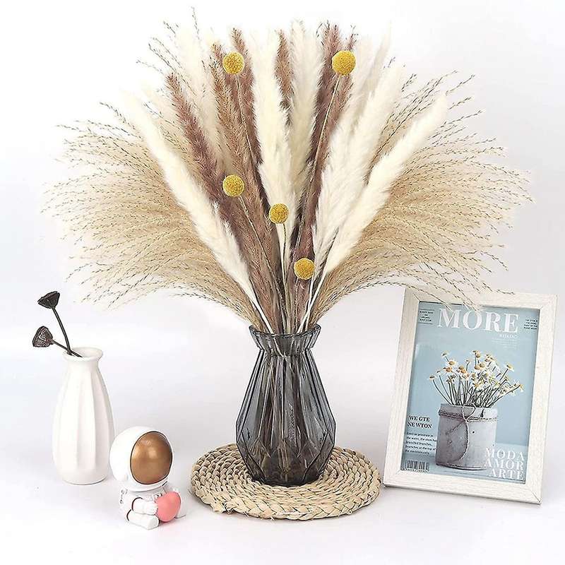 65pcs Dried Fluffy Pampas Grass Decor Tall,natural Pompous