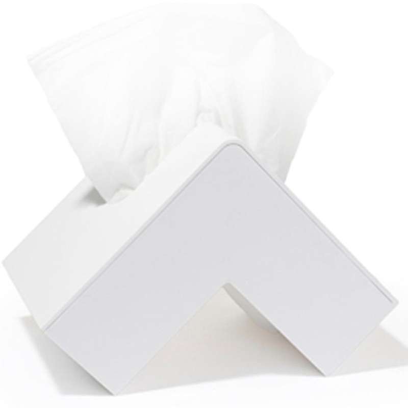 Right Angle Desktop Napkin Paper Storage Case Tissue Box Decor White