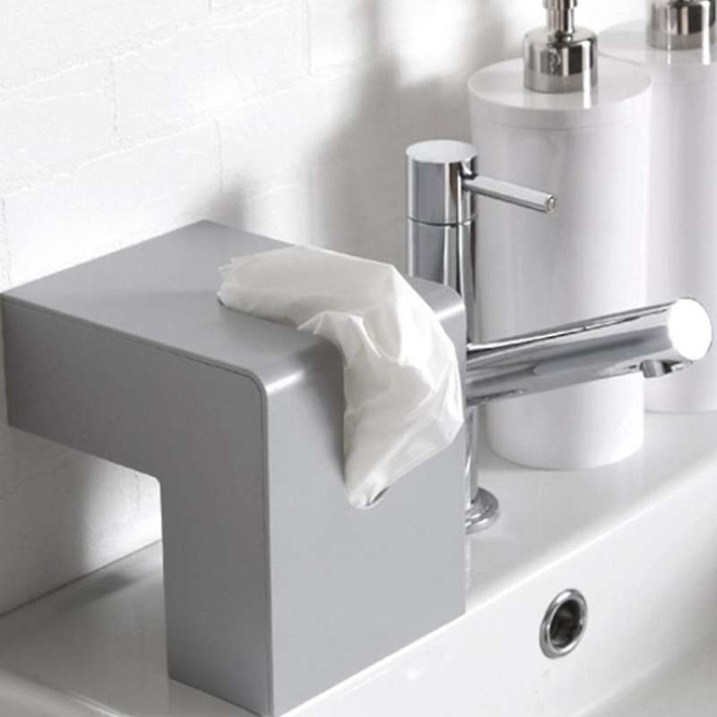 Right Angle Desktop Napkin Paper Storage Case Tissue Box Decor White