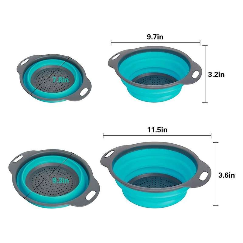 Collapsible Colander, with Handles Set for Kitchen Draining Fruit