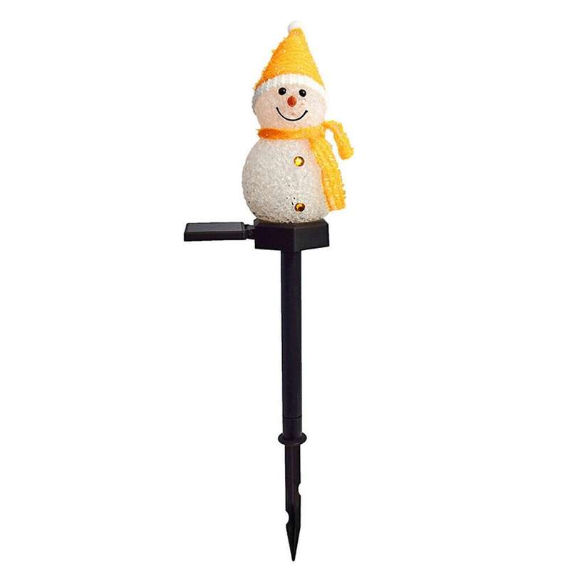 Christmas Solar Powered Led Snowman Light Decor Garden Lamps Yellow