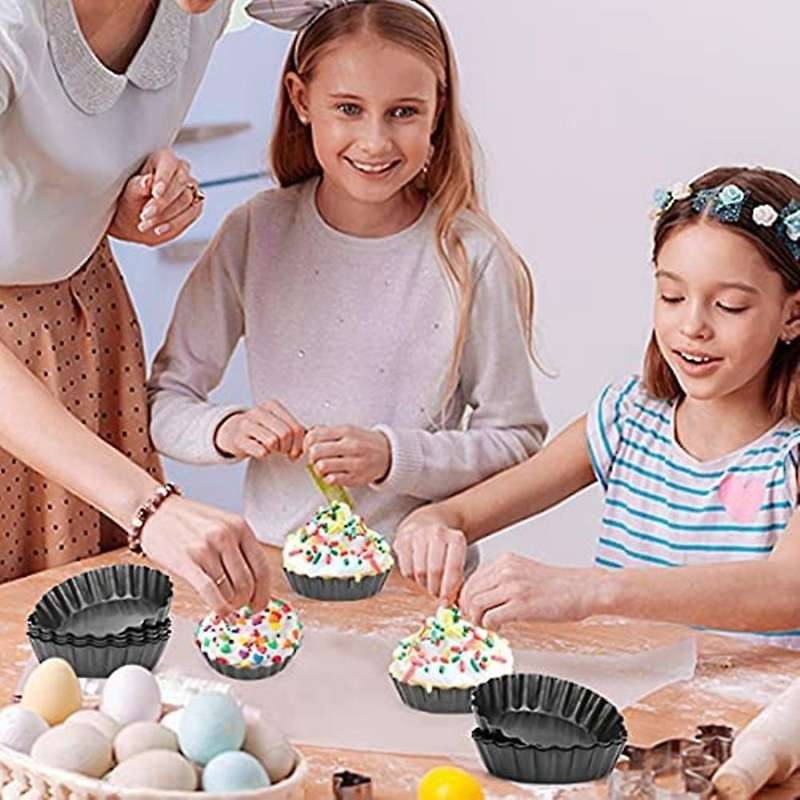 6 Pcs Egg Tart Molds, 3inch Mini Tart Pans Removable Bottom