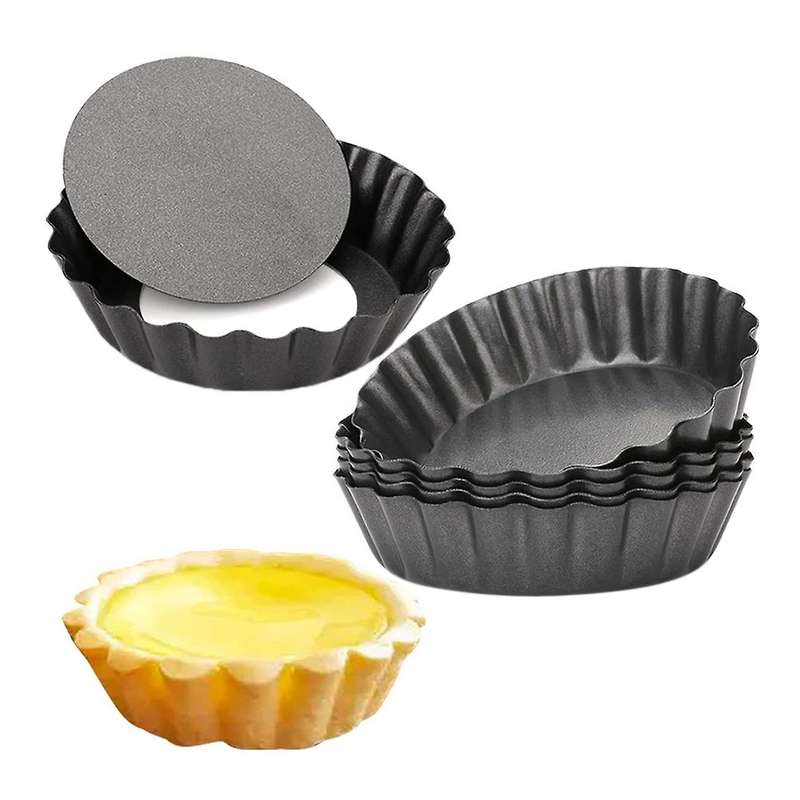 6 Pcs Egg Tart Molds, 3inch Mini Tart Pans Removable Bottom