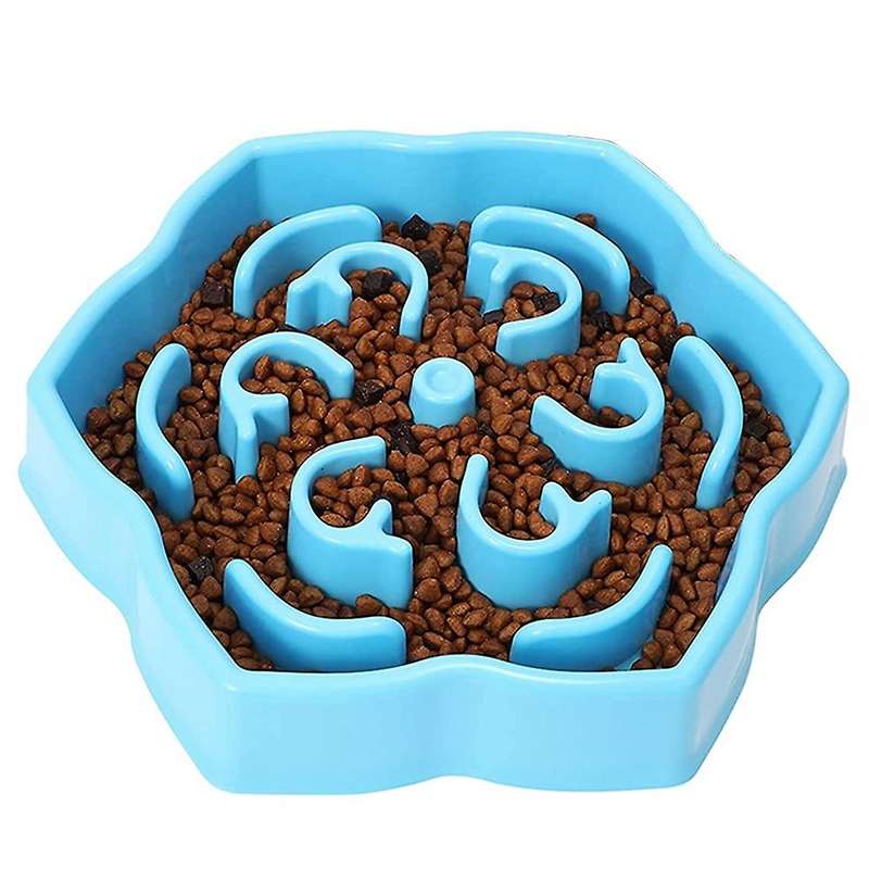 Slow Feeder Dog Bowl, Slow Feeding Petal Maze Dog Bowl, Blue