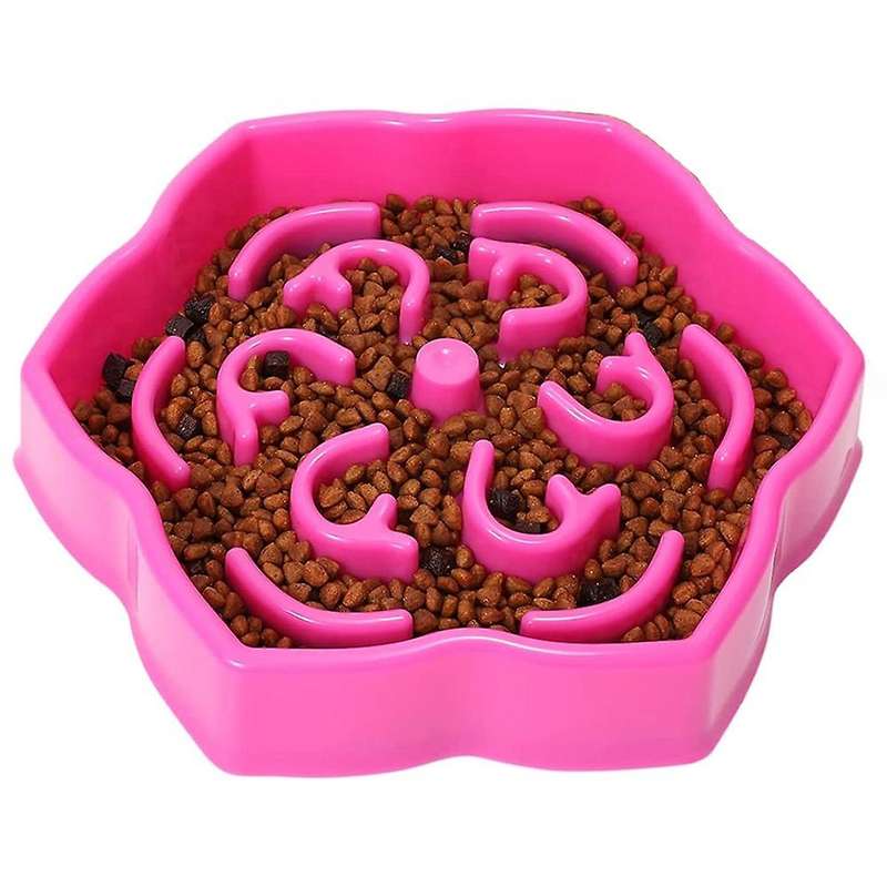 Slow Feeder Dog Bowl, Slow Feeding Petal Maze Dog Bowl, Red